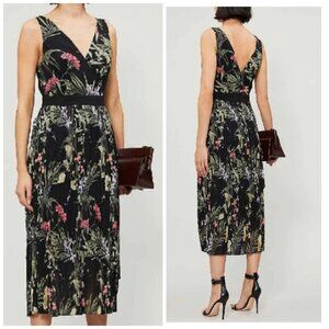 Ted Baker Malinae Highland Tiered Pleated Midi Dress Black Women's Size 4-6 (2)